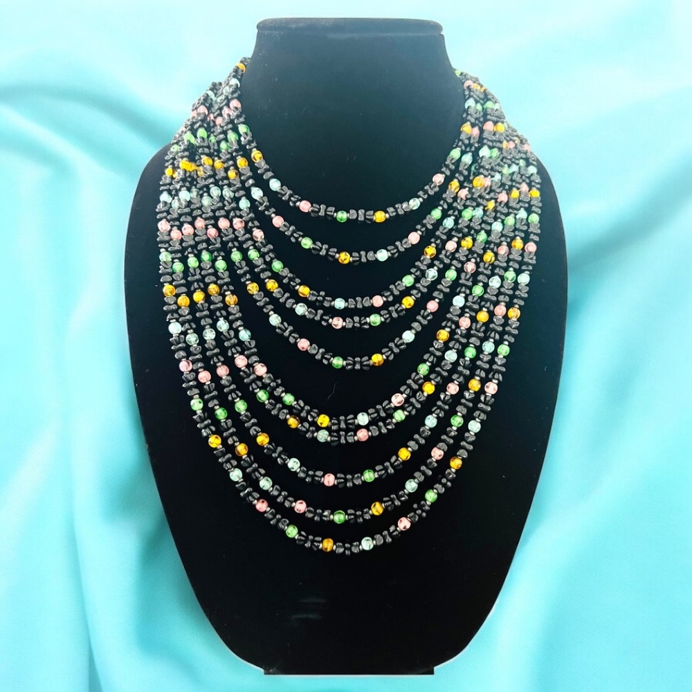 Vintage 1960’s Glass Bead Multi-Strand Necklace